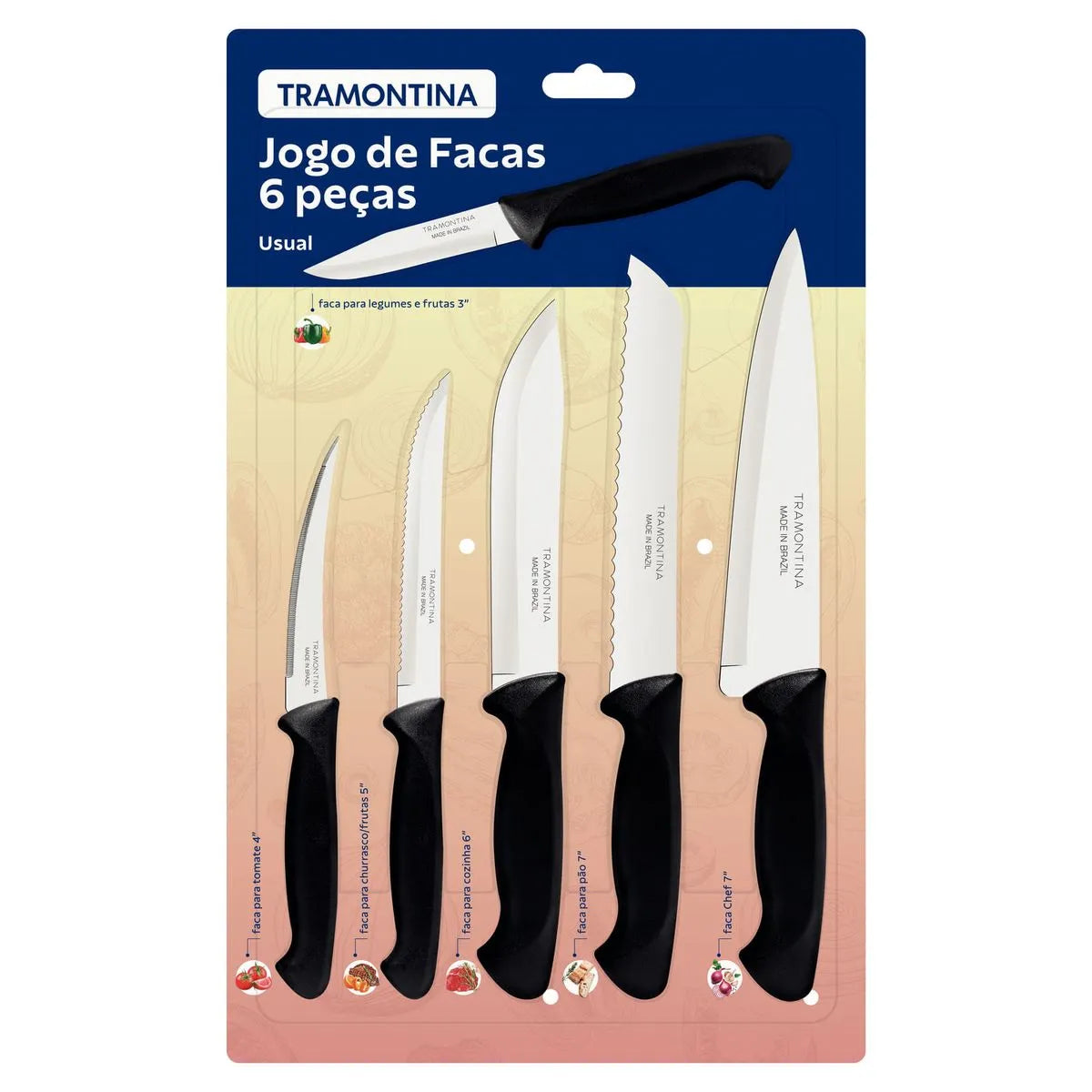 23099049 Juego de Cuchillos Tramontina Usual 6 Piezas