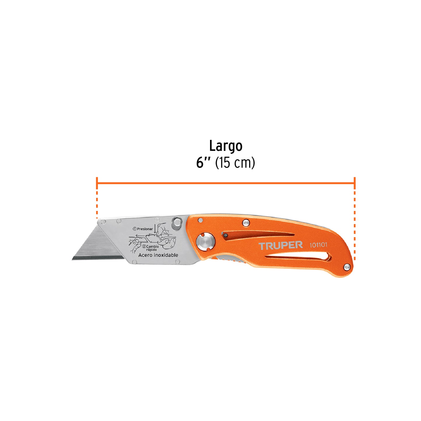 Navaja abatible 6" cuerpo de aluminio y acero inox, TRUPER 101101