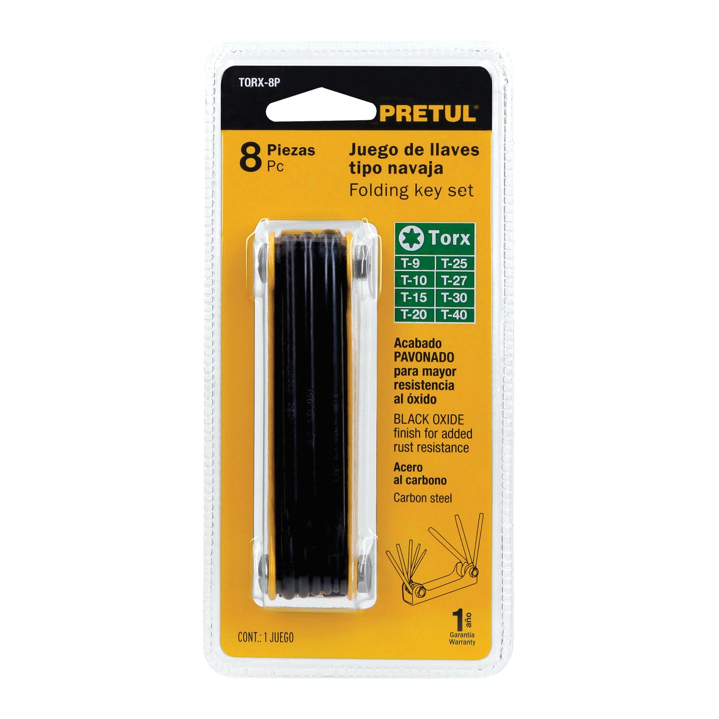 Juego de 8 llaves torx tipo navaja, cuerpo de lámina, PRETUL 21395