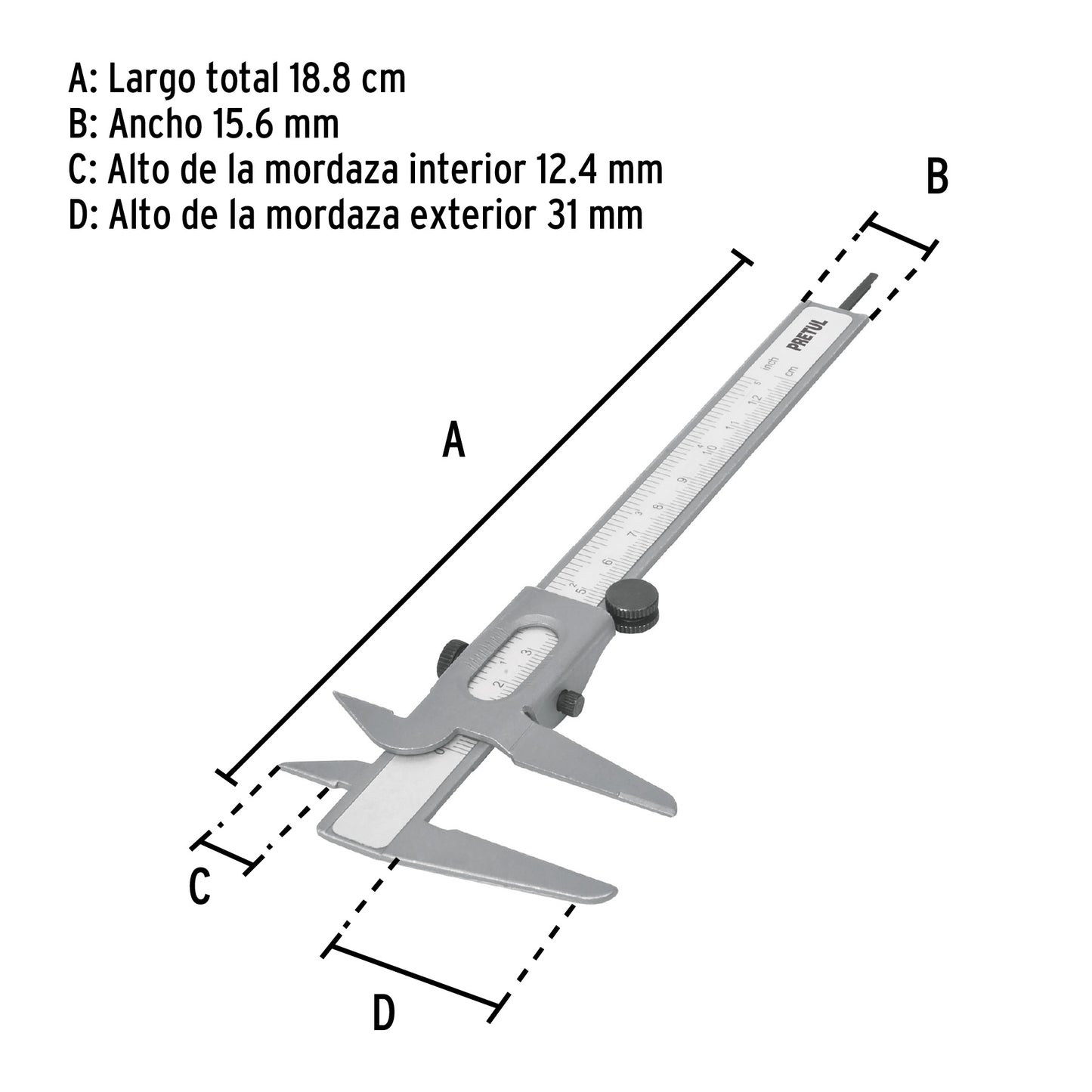 Pie De Rey, Calibrador Vernier Caliper Pretul 5 /127mm