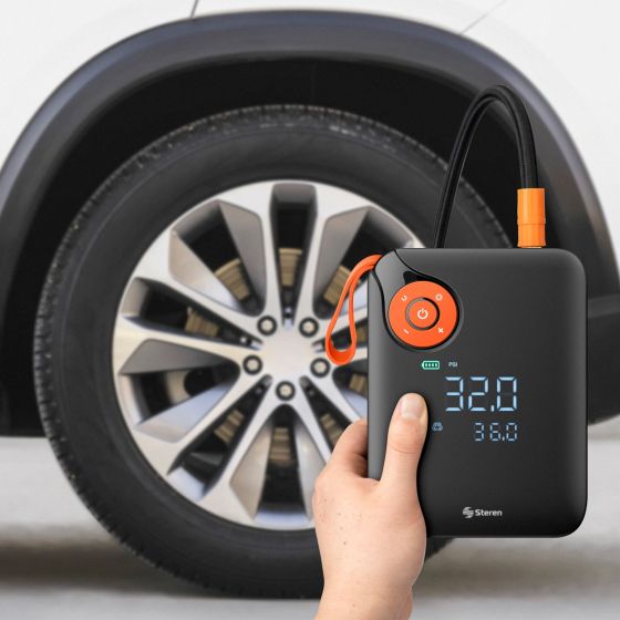 Arrancador para carro, inflador de llantas, power bank y linterna LED PB-CAR80 Steren