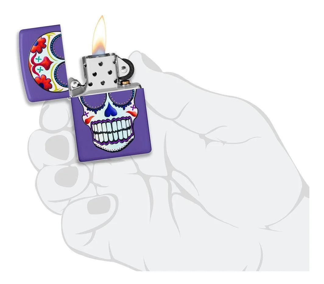 Encendedor Zippo Purpura Calavera De Azúcar