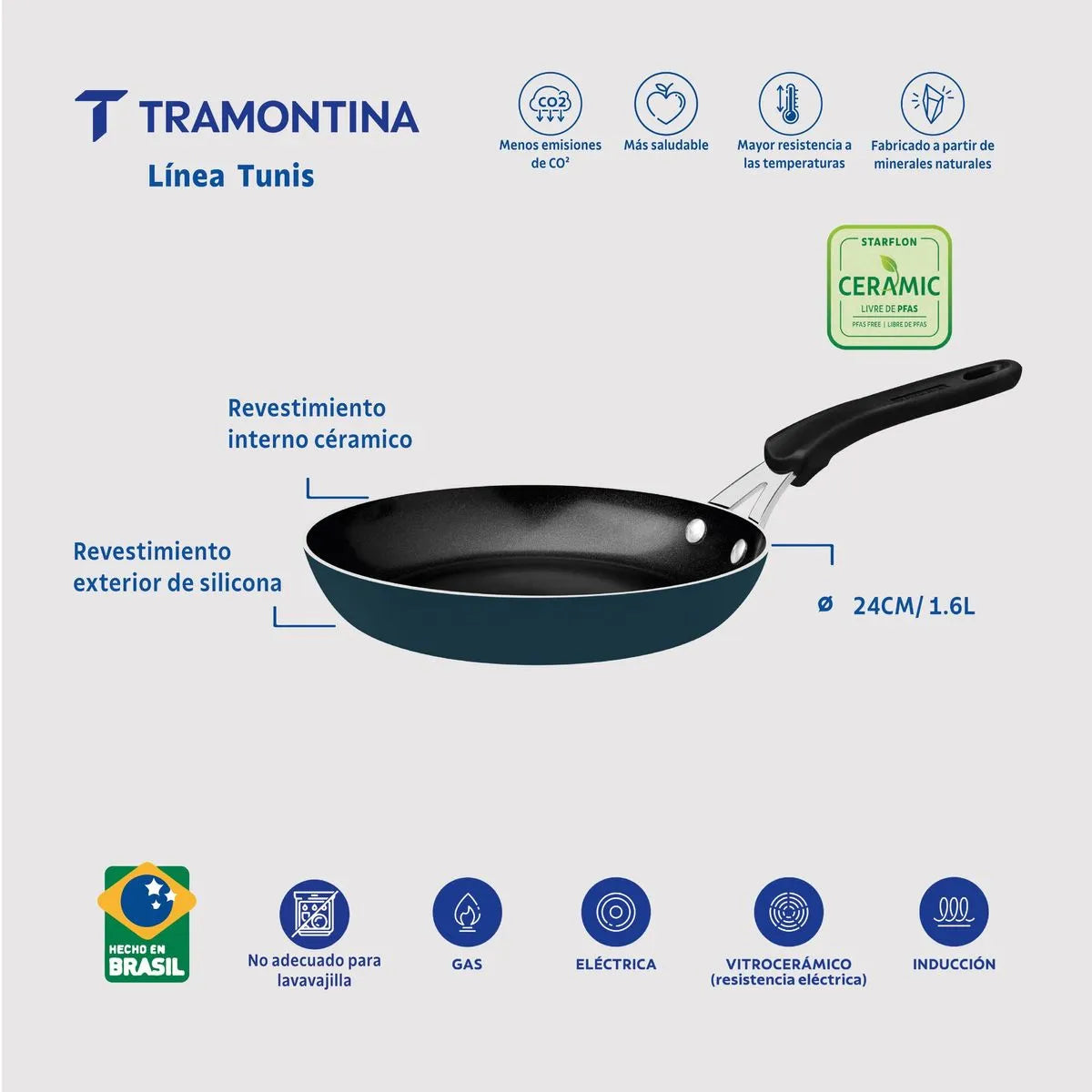 Sarten azul tumis Tramontina 24cm 28720/124