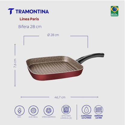 Sarten Tramontina bifera paris en aluminio 20515/728