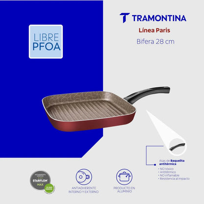 Sarten Tramontina bifera paris en aluminio 20515/728