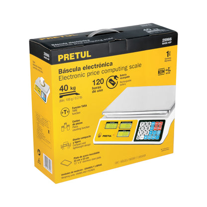Báscula electrónica multifunciones 40 kg, PRETUL 29966