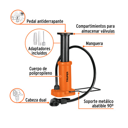 Bomba de pedal 60 PSI, TRUPER 101667