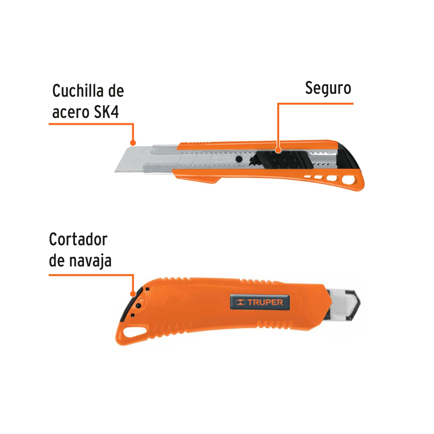 Cutter 25 mm reforzado de plástico con alma metálica, TRUPER 17904