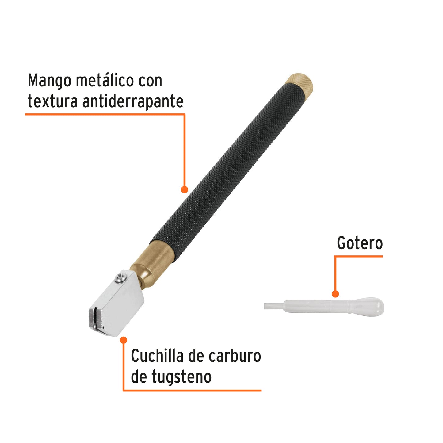 Cortador de vidrio 6" con depósito de aceite, TRUPER EXPERT 19605