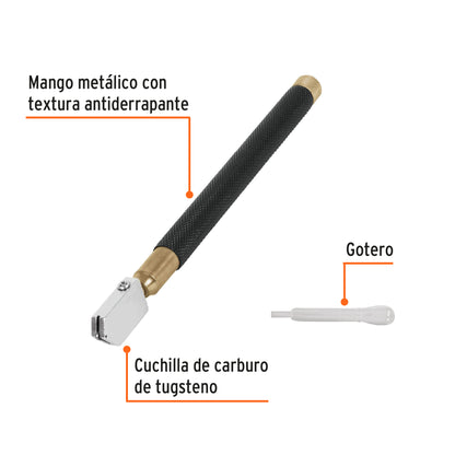 Cortador de vidrio 6" con depósito de aceite, TRUPER EXPERT 19605