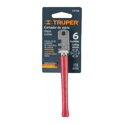 Cortador de vidrio 5" con 6 cuchillas, TRUPER 12954