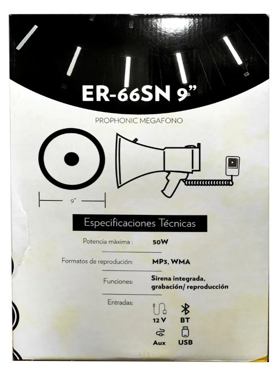 Megáfono Prophonic 50w 9 Pulgadas Recargable