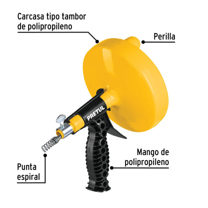 Destapacaños de 7.6 m manual con mango, PRETUL 22881