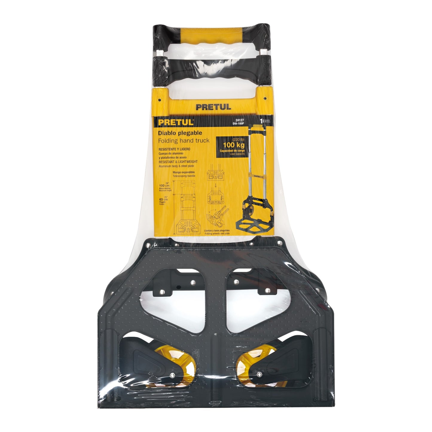 Diablo de carga, plegable de aluminio y base acero, 100 kg 24127