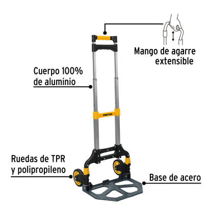 Diablo de carga, plegable de aluminio y base acero, 100 kg 24127