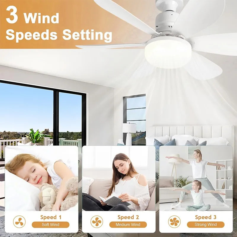 Mini Ventilador De Techo Silencioso De 20 W Con Luz Y Mando
