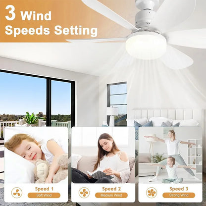 Mini Ventilador De Techo Silencioso De 20 W Con Luz Y Mando