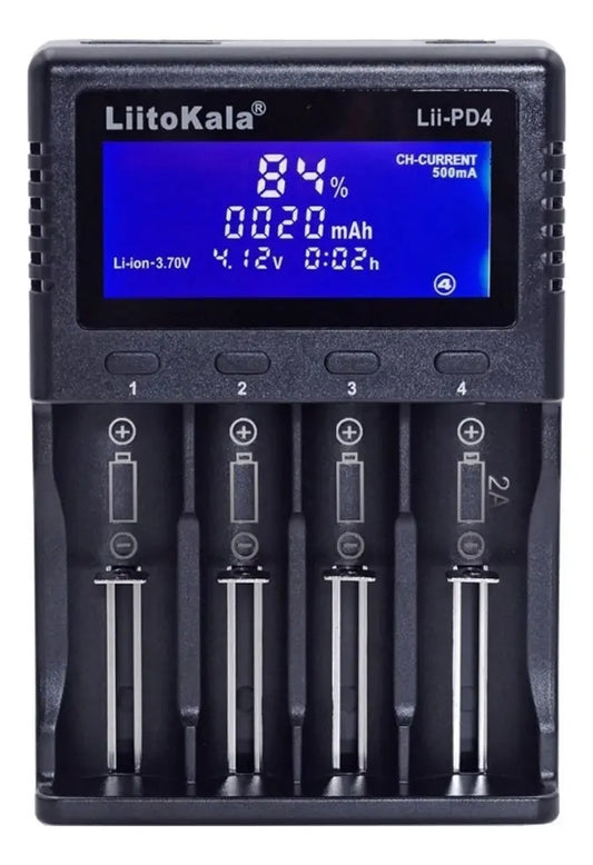 Cargador Pilas LiitoKala LII-PD4 4 Puertos 110V/220V para 18650 AA AAA