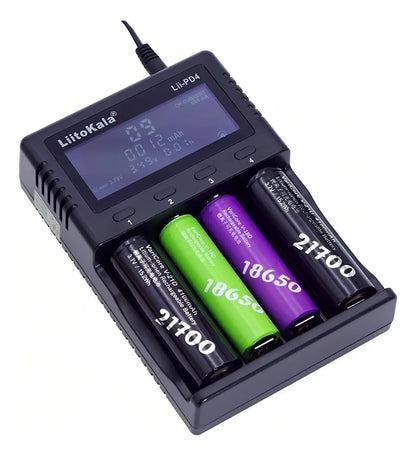 Cargador Pilas LiitoKala LII-PD4 4 Puertos 110V/220V para 18650 AA AAA