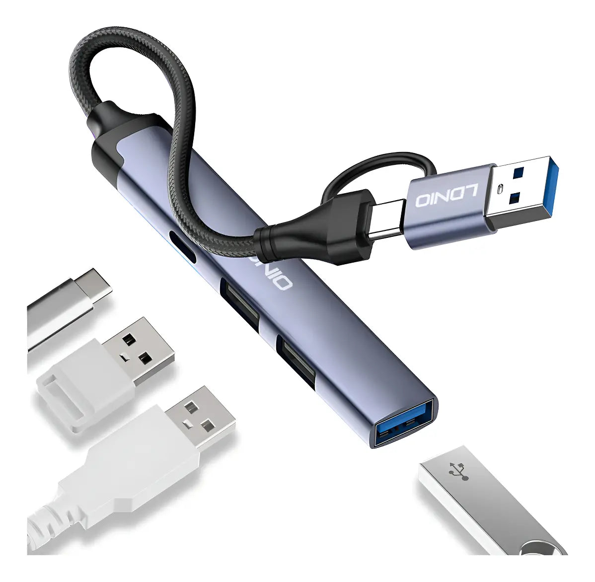 Adaptador Hub Ldnio Ds-64c Usb +tipo C 4en 1 Multifunción