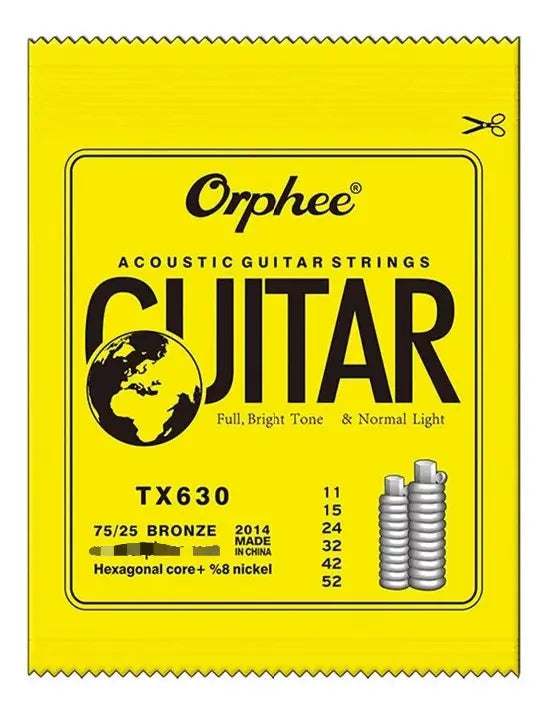 Encordado  para guitarra acústica y electroacústic Metal bronce Orphee 11 52 n/light Ref. TX630
