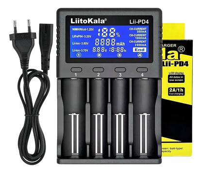Cargador Pilas LiitoKala LII-PD4 4 Puertos 110V/220V para 18650 AA AAA