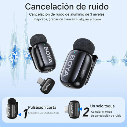 BOYA MICRÓFONO INALÁMBRICO BOYA MINI-15 2-PERSONAS 2,4GHz USB-C/LIGHTNING