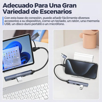 Adaptador Hub Ldnio Ds-64c Usb +tipo C 4en 1 Multifunción