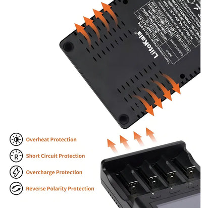 Cargador Pilas LiitoKala LII-PD4 4 Puertos 110V/220V para 18650 AA AAA