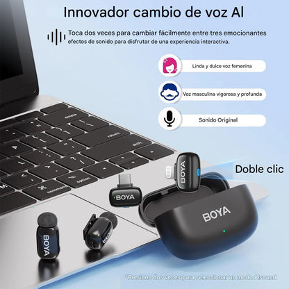 BOYA MICRÓFONO INALÁMBRICO BOYA MINI-15 2-PERSONAS 2,4GHz USB-C/LIGHTNING