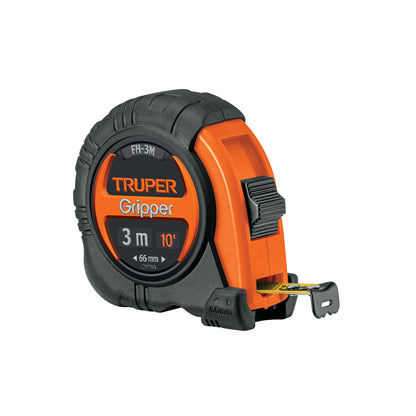 Flexómetro Gripper contra impactos 3 m cinta 13 mm, TRUPER 14577