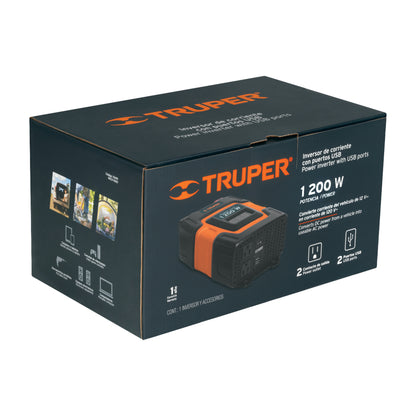 Inversor de corriente de 1200 W con puertos USB, TRUPER 10491