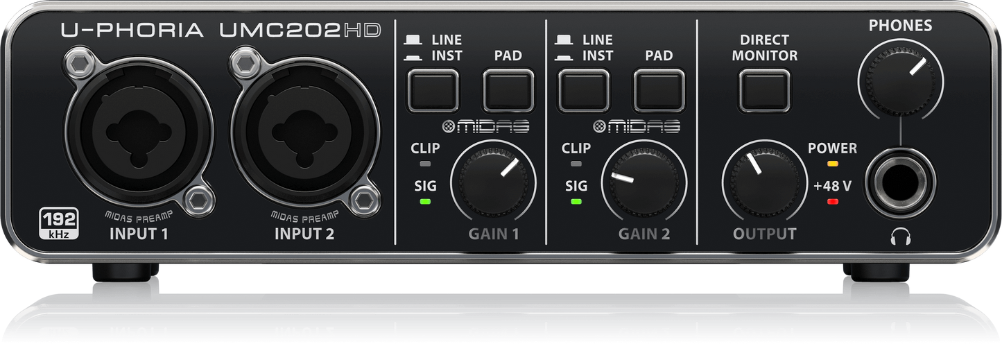 Interfaz para grabacion de 2 entradas y salidas  behringer  U-PHORIA Ref:  UMC202HD