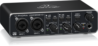 Interfaz para grabacion de 2 entradas y salidas  behringer  U-PHORIA Ref:  UMC202HD
