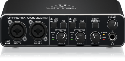 Interfaz para grabacion de 2 entradas y salidas  behringer  U-PHORIA Ref:  UMC202HD