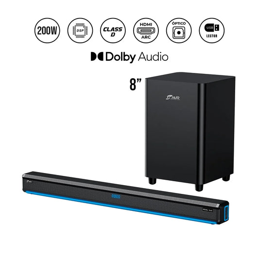 Soundbar+subwoofer 8 inalambrico blue le 200W RMS Ref. J5289