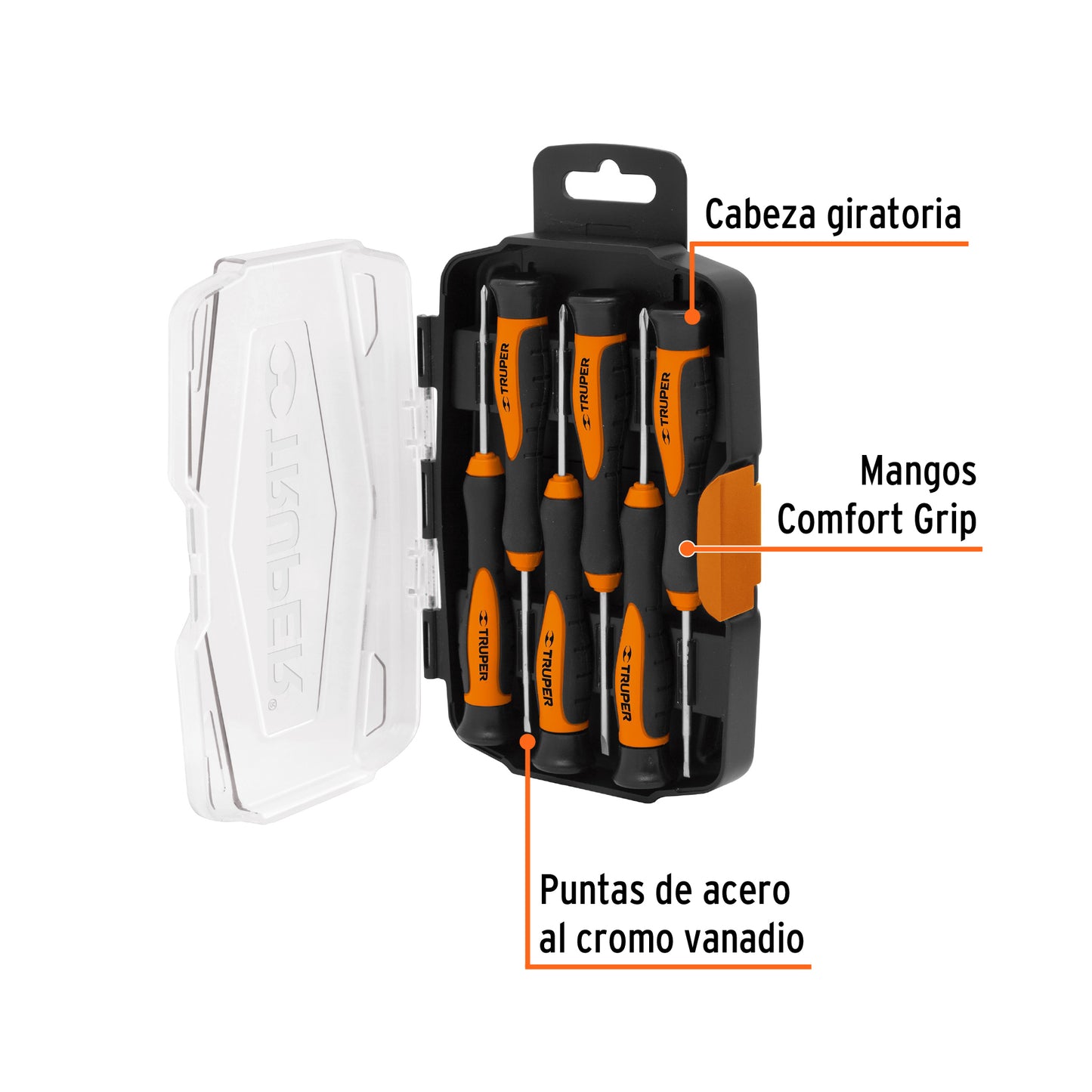 Juego con 6 desarmadores largos de precisión, TRUPER 14156