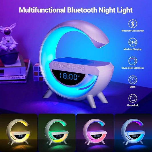 Lámpara Altavoz Bluetooth Wireless BT3401 Cargador Inalámbrico RGB Blanco