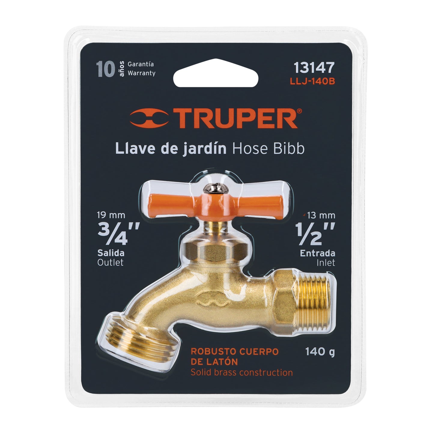 Llave p/manguera, de latón 140g, 1/2", blíster, TRUPER 13147