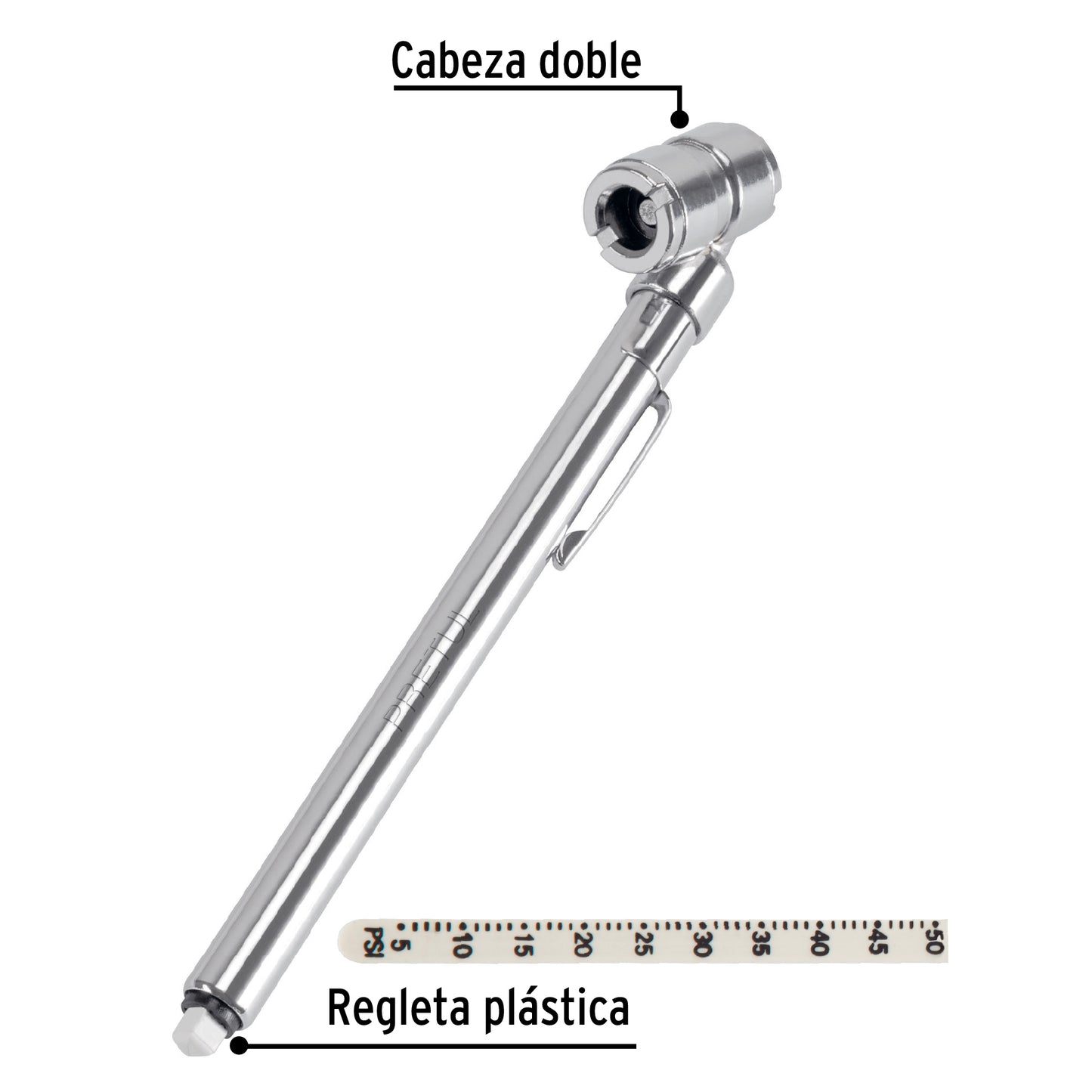 Calibrador de presión 50 psi, cabeza doble, PRETUL 20182