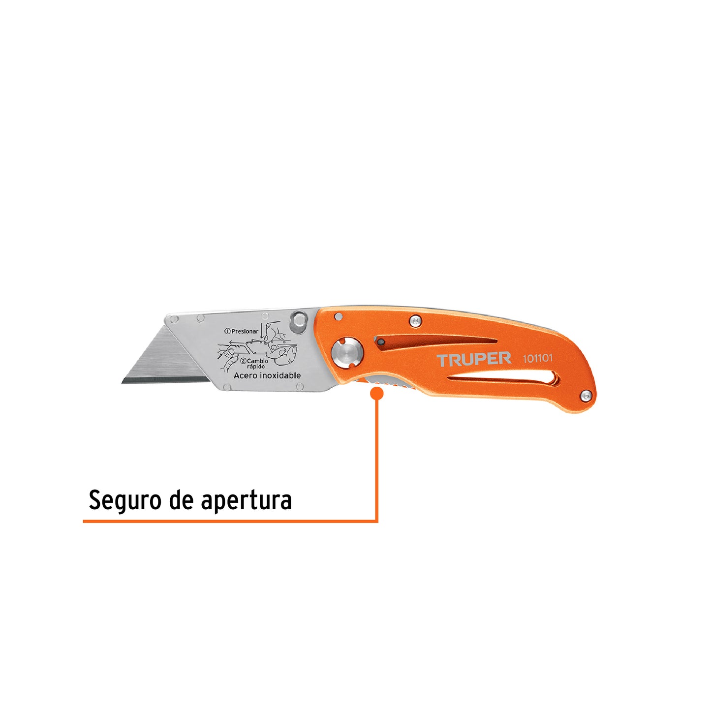 Navaja abatible 6" cuerpo de aluminio y acero inox, TRUPER 101101