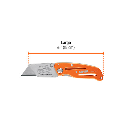 Navaja abatible 6" cuerpo de aluminio y acero inox, TRUPER 101101