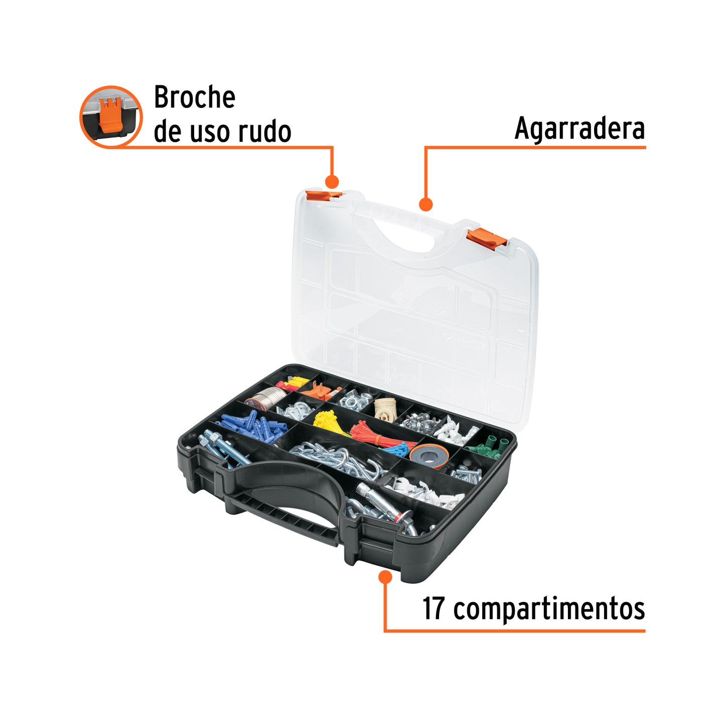 Organizador 17" reforzado con 17 compartimentos, TRUPER 19939