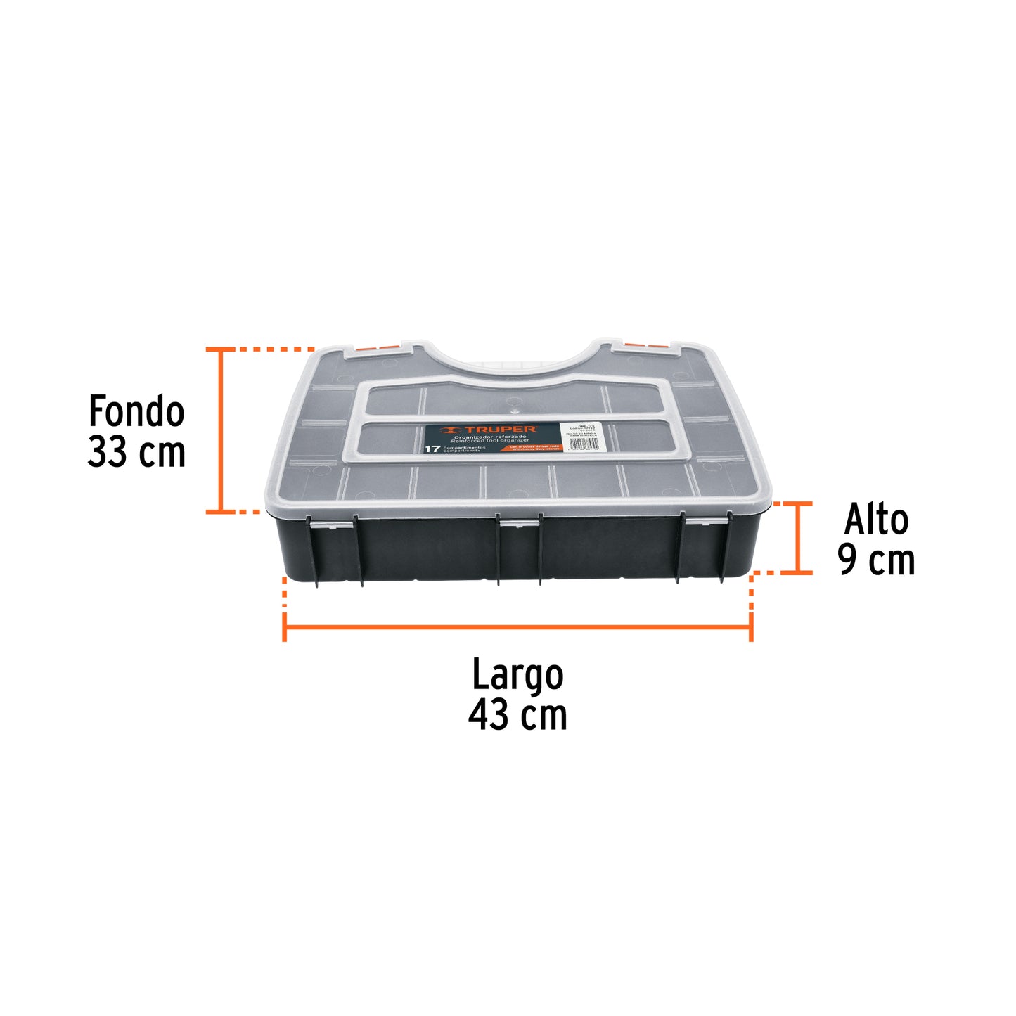 Organizador 17" reforzado con 17 compartimentos, TRUPER 19939