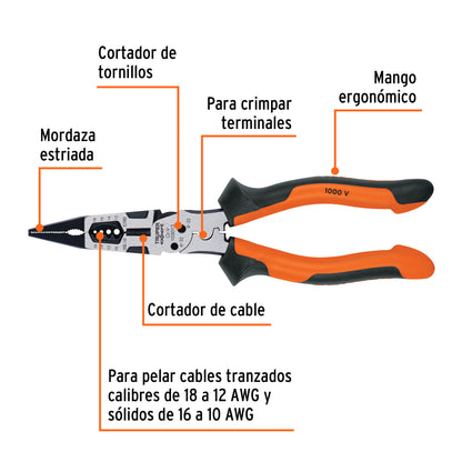 Pinza multiusos corta 8´´ Cortador- Pelador-Ponchador TRUPER Ref:PMU-8PX