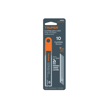Estuche con 10 cuchillas SK4 de 9 mm para cutter, TRUPER 16962