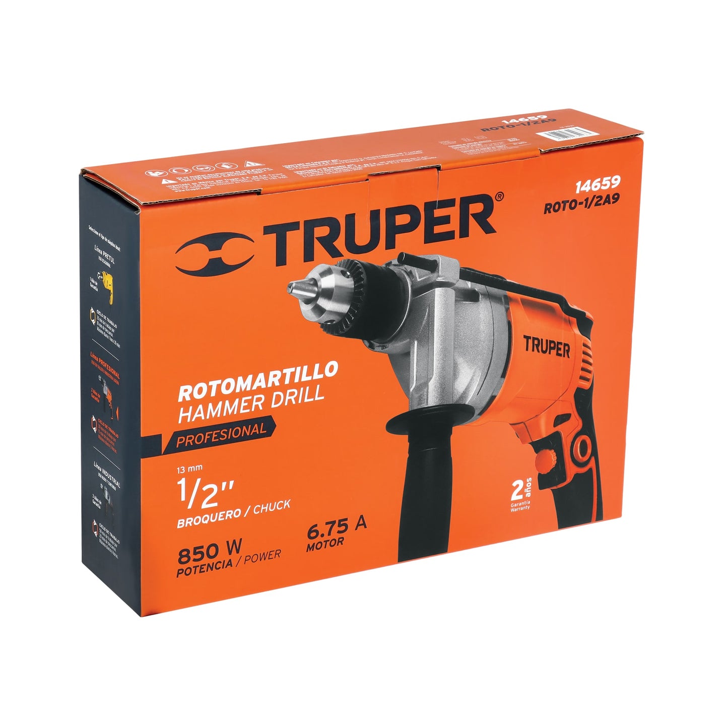 Rotomartillo/destornillador 1/2", 850W, TRUPER PRO Ref:14659