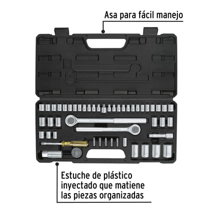 Juego 51 herramientas 1/4", 3/8" y 1/2" p/mecánico, PRETUL 24219
