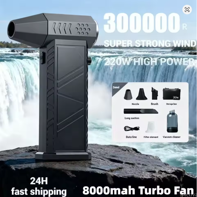 Soplador Turbo Jet X9 – 300 000 RPM sin escobillas  aspiradora y soplador de aire 2 en 1 para limpieza de PC, teclados y coches