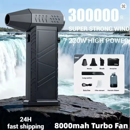 Soplador Turbo Jet X9 – 300 000 RPM sin escobillas  aspiradora y soplador de aire 2 en 1 para limpieza de PC, teclados y coches